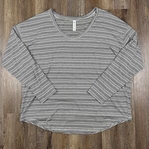 Athleta Cloudlight Stratus Long Sleeve Striped Shirt Black White Size XL